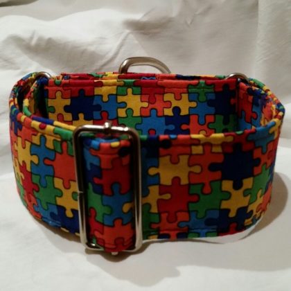 collar martingale para galgos estampado puzzle multicolor